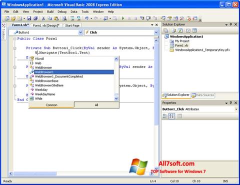 Screenshot Microsoft Visual Basic Windows 7