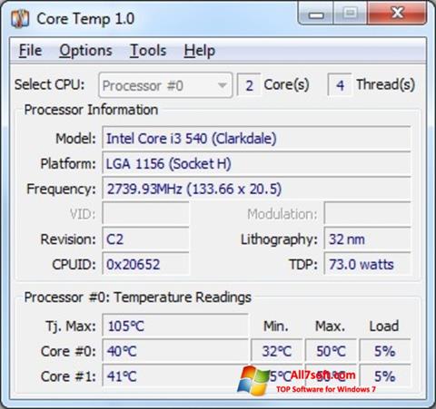 Screenshot Core Temp Windows 7